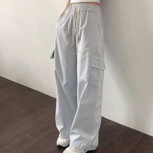 Gray/ice/washed out cargo parachute pants